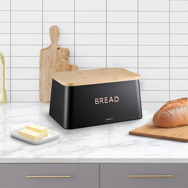 Kinghoff, chlebak z deską do krojenia, stalowy, KH-1948