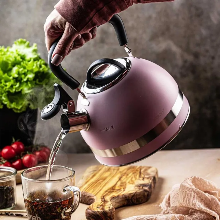 Kinghoff, czajnik, 1.8l z gwizdkiem, różowy
