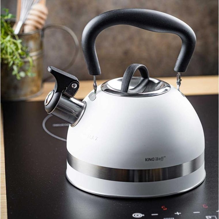 Kinghoff, czajnik z gwizdkiem, biały, 1,8l