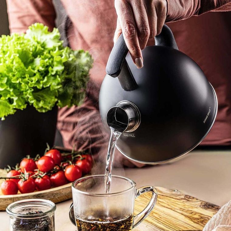 Kinghoff, czajnik z gwizdkiem, czarny mat, 1,5l