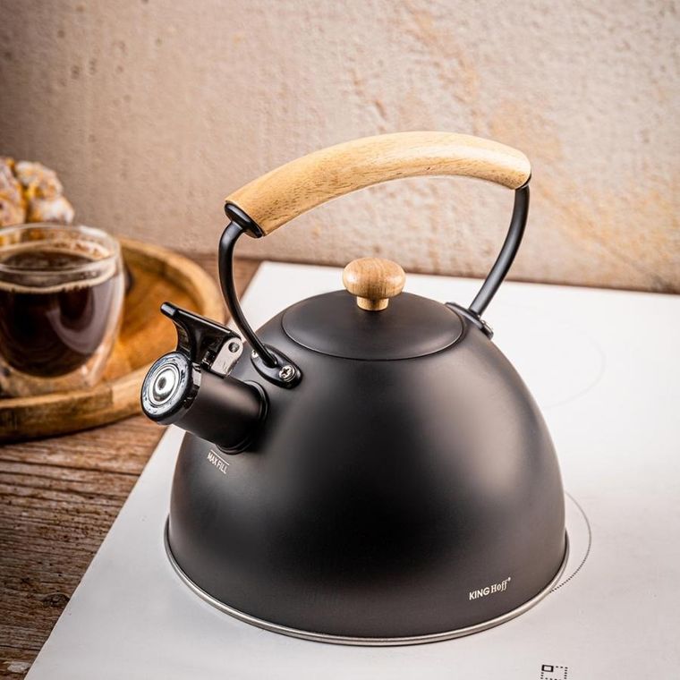 Kinghoff, czajnik z gwizdkiem, czarny mat, 2,5l, kh-1999
