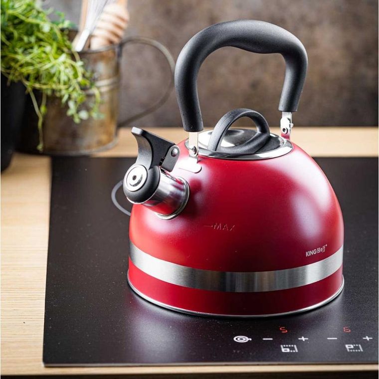 Kinghoff, czajnik z gwizdkiem, czerwony, 1,8l