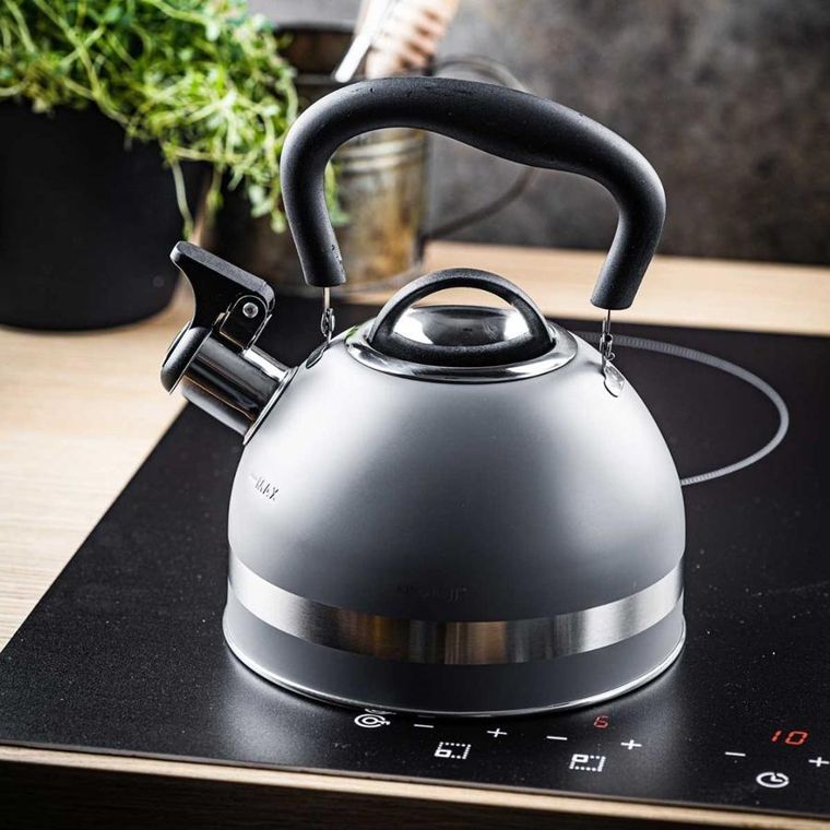 Kinghoff, czajnik z gwizdkiem, szary, 1,8l