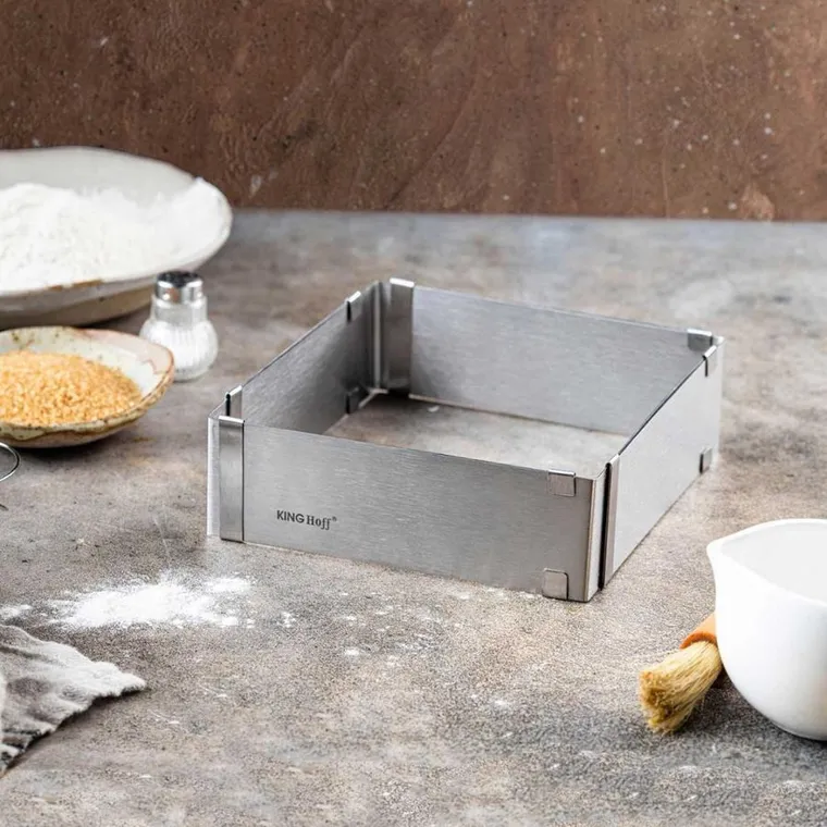 Kinghoff, forma regulowana, rant do ciast tortów, kwadratowa