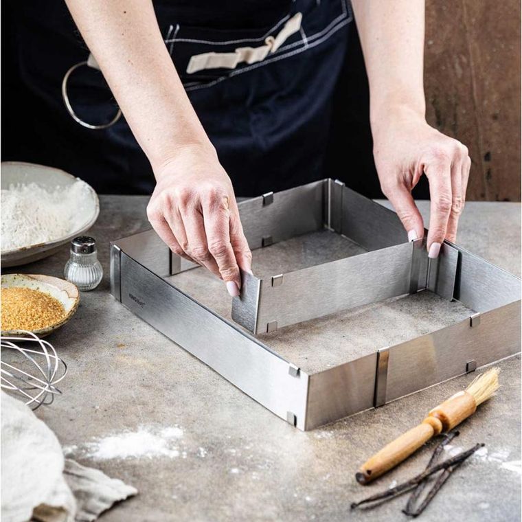 Kinghoff, forma regulowana, rant do ciast tortów, prostokątna