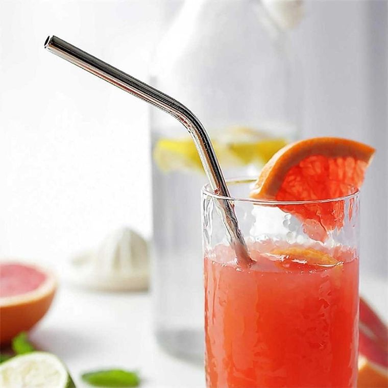 Kinghoff, słomki do napojów, metalowe, etui, 8 szt.