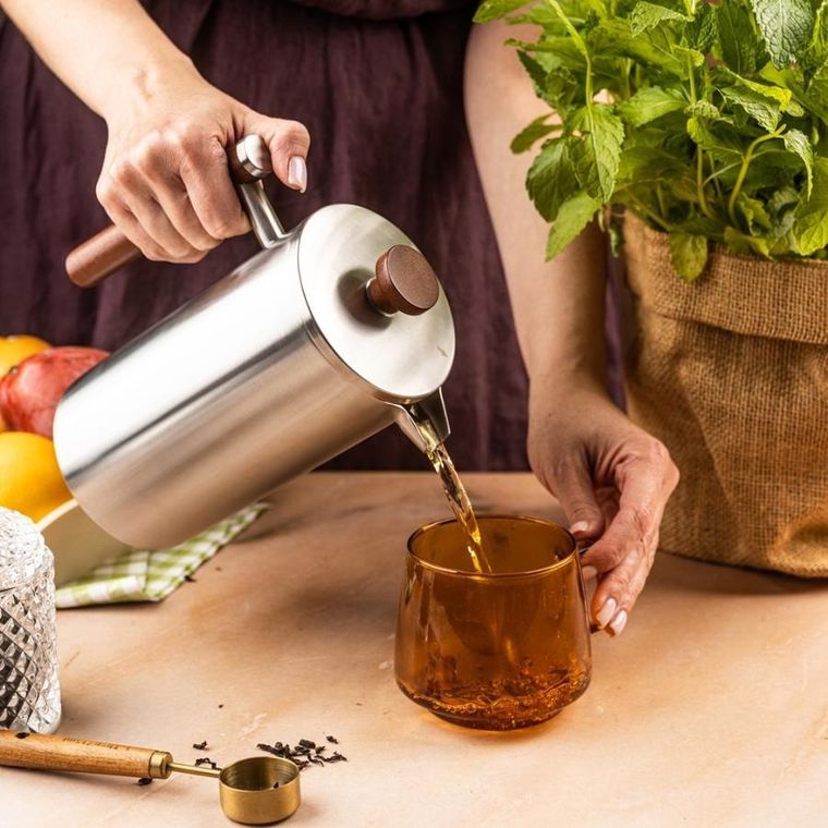 Kinghoff, stalowy zaparzacz tłokowy do kawy, herbaty, 1l, kh-1995