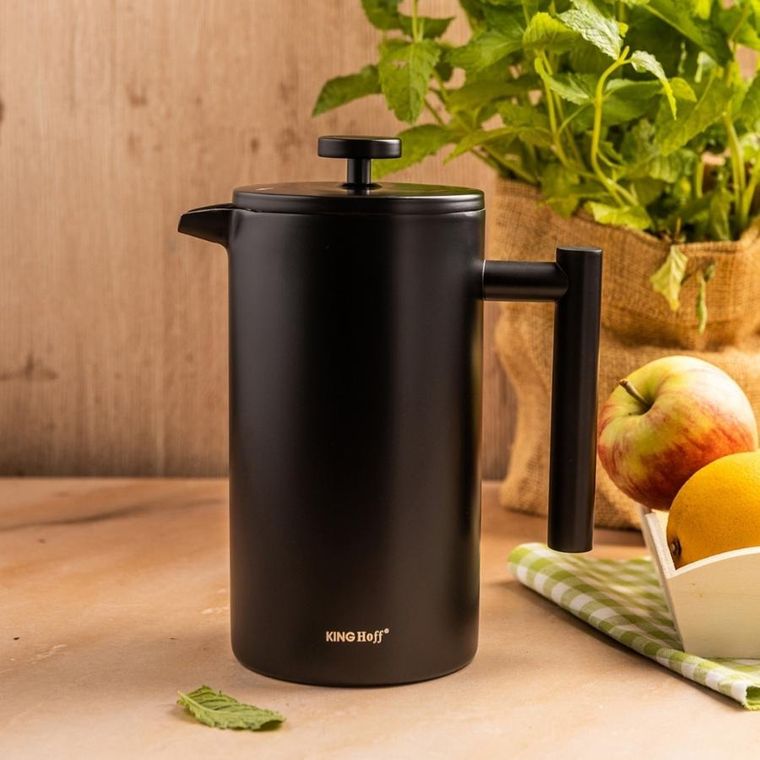 Kinghoff, stalowy zaparzacz tłokowy do kawy, herbaty, 1l, kh-1996