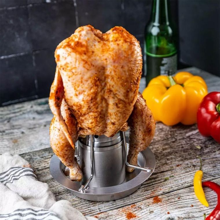 Kinghoff, stojak do pieczenia kurczaka z ociekaczem i aromatyzerem