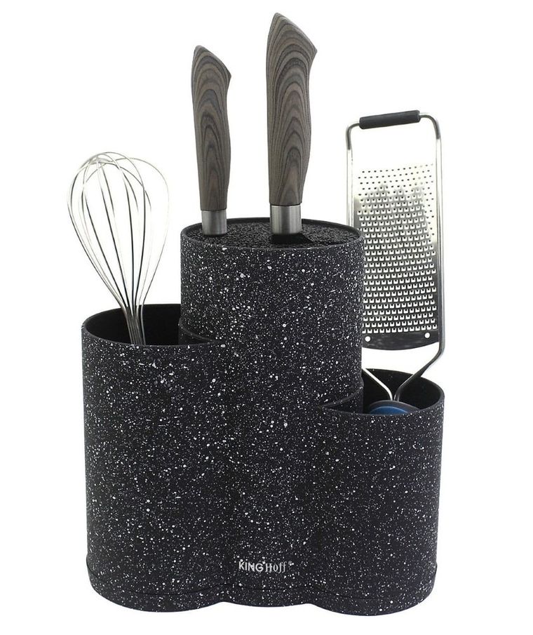 Kinghoff, uniwersalny blok do noży 3w1, czarny