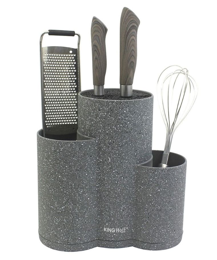 Kinghoff, uniwersalny blok do noży 3w1, szary