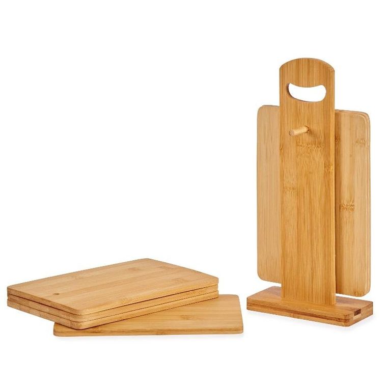 Kinvara, deski do krojenia bambusowe, na stojaku, 6 szt.