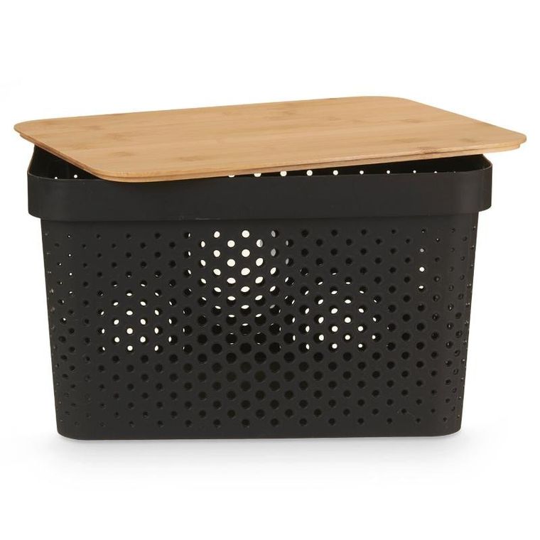 Kinvara, duży plastikowy pojemnik z bambusową pokrywą, 36-26-22 cm