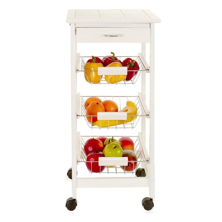 Kinvara, Essentials, wąski wózek kuchenny na kółkach, 37-37-76 cm