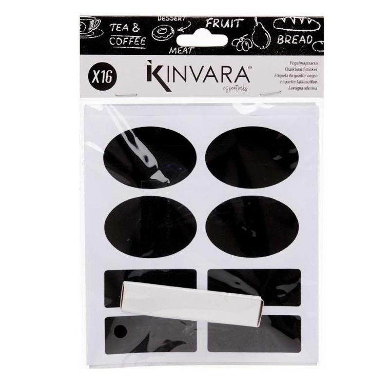 Kinvara, etykiety kredowe, naklejki do organizacji, 16 szt.