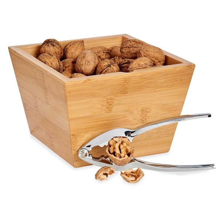 Kinvara, metalowy dziadek do orzechów z bambusową miską