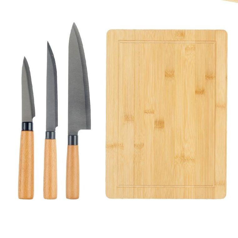 Kinvara, Orva, deska do krojenia, bambusowa, 3 noże