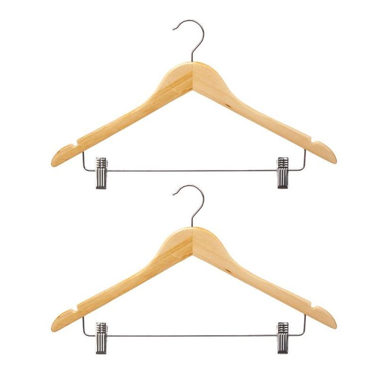 Kipit, Comfy Places, wieszaki drewniane do szafy z metalowymi klamerkami, 2 szt.
