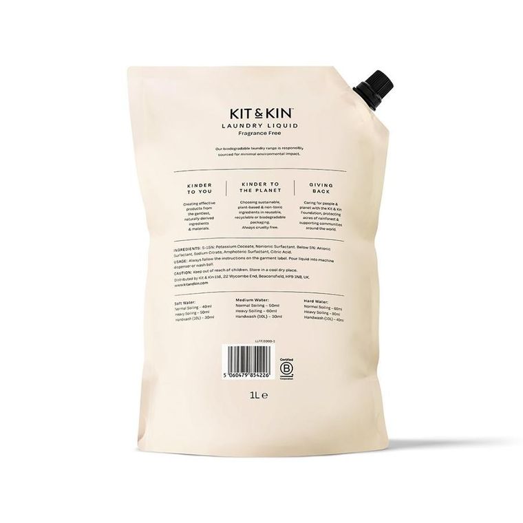 Kit & Kin, naturalny płyn do prania, bezzapachowy, 1l