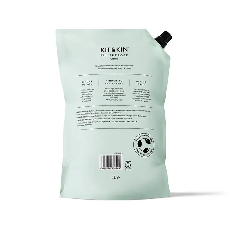 Kit & Kin, naturalny uniwersalny płyn do sprzątania domu, o zapachu cytrusów, 1l