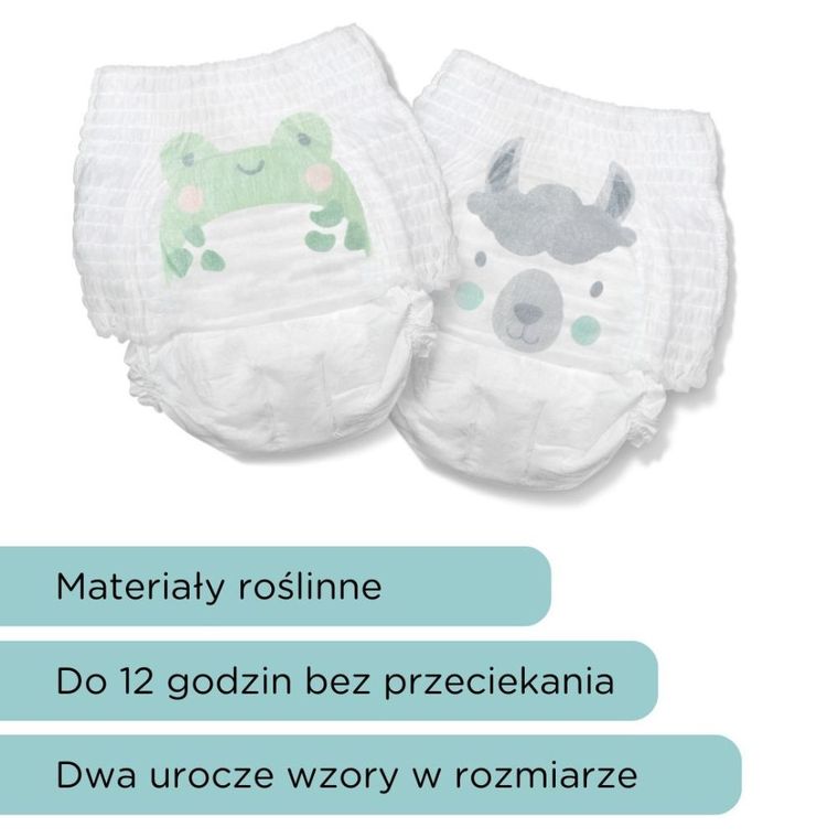 Kit and Kin, Nappy Pants, pieluchomajtki, rozmiar 8, 19 kg+, żaba i lama, 14 szt.