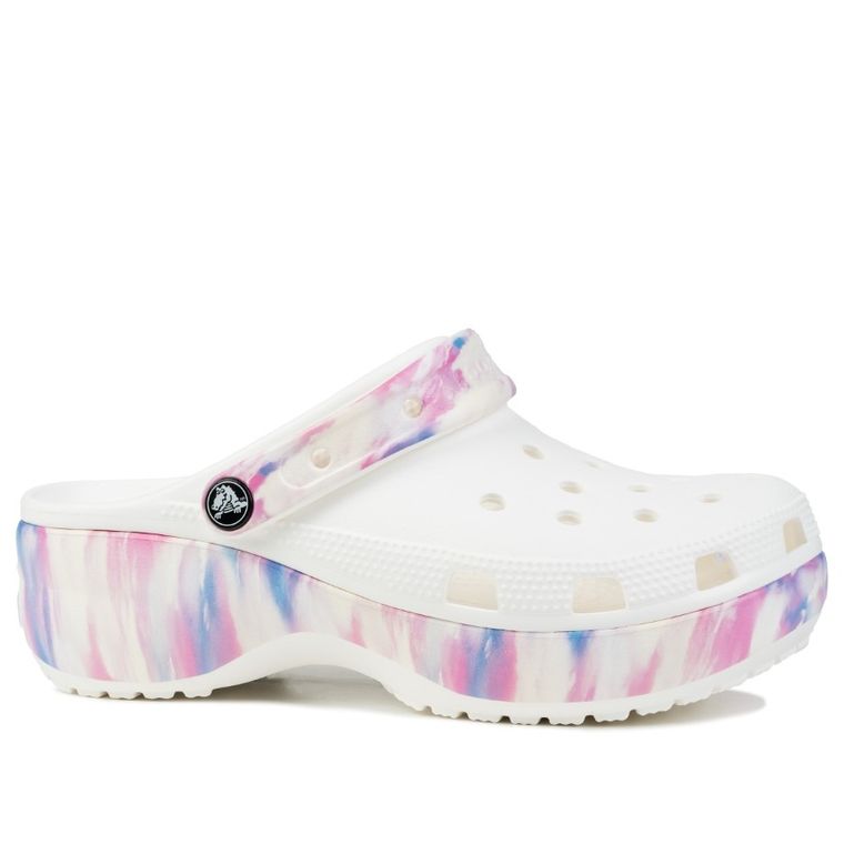 Klapki damskie na platformie, ecru, Crocs Classic Platform Dream