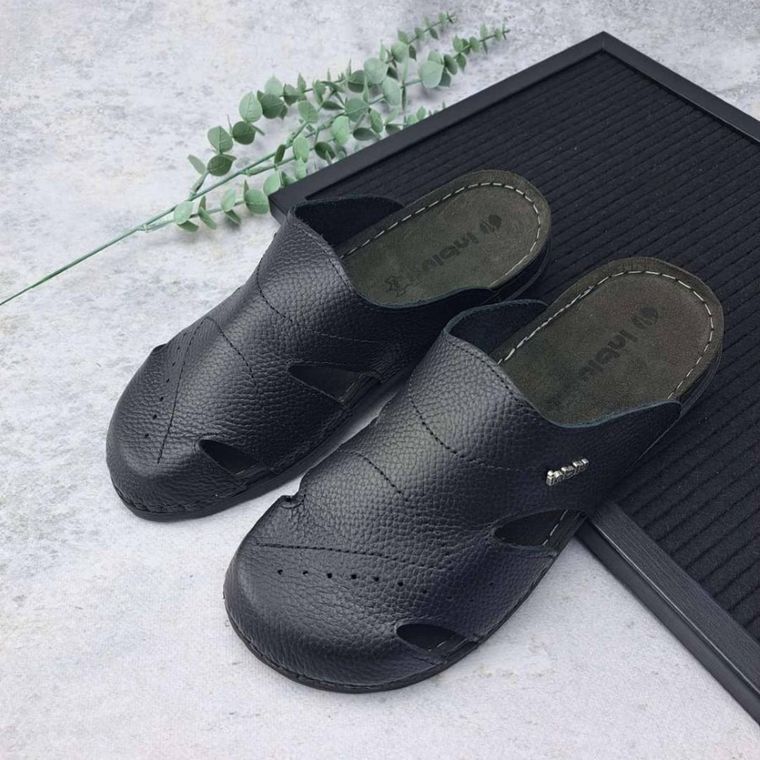 Klapki męske, czarne, Inblu