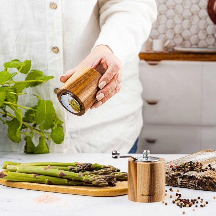 Klausberg, akacjowy młynek do pieprzu + solniczka, KB-7859