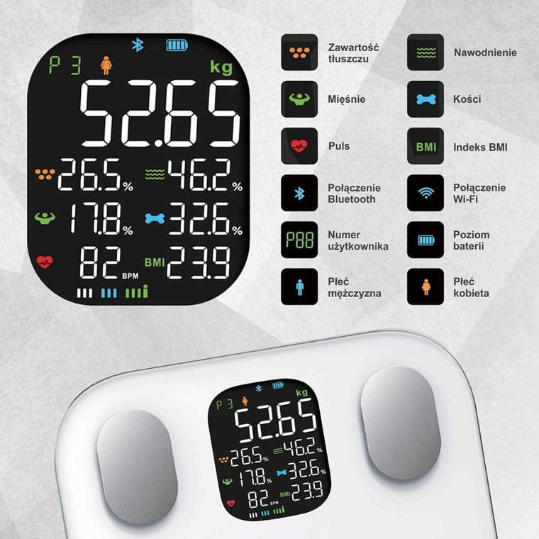 Klausberg, analityczna waga łazienkowa, smart ios android, kb-7855