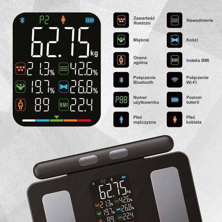 Klausberg, analityczna waga łazienkowa, smart ios android, kb-7856