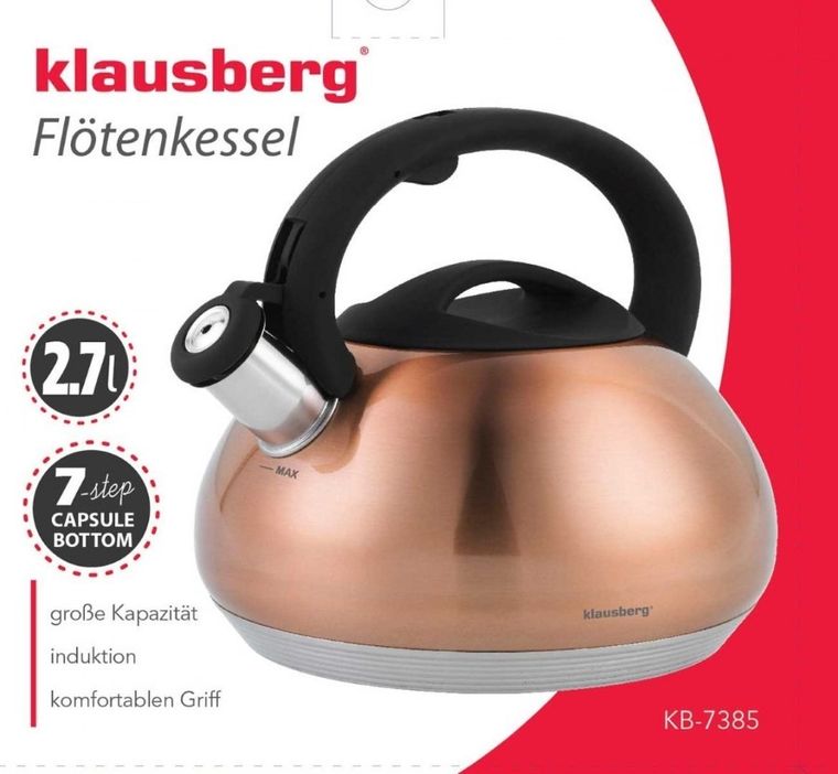 Klausberg, Copper, czajnik z gwizdkiem KB-7385, 2,7 l