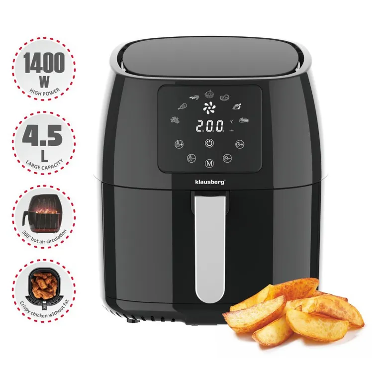 Klausberg, frytownica beztłuszczowa, air fryer, 1400w, 4,5l