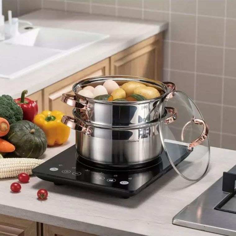 Klausberg, garnek na parę, rose gold, 18 cm, 3 elementy