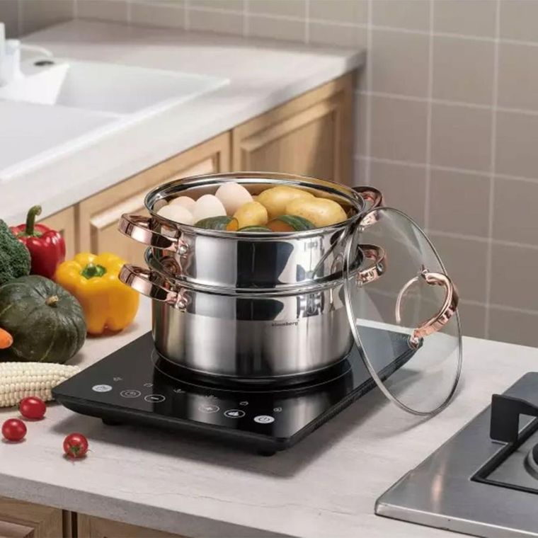 Klausberg, garnek na parę, rose gold, 20 cm, 3 elementy