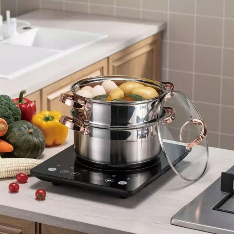 Klausberg, garnek na parę, rose gold, 22 cm, 3 elementy