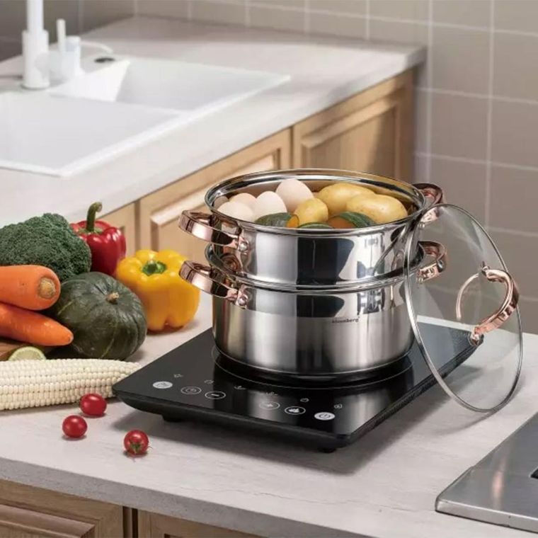 Klausberg, garnek na parę, rose gold, 24 cm, 3 elementy