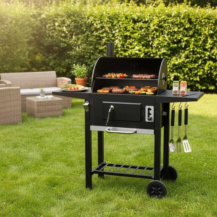 Klausberg, grill węglowy na kółkach z półkami, kb-9034