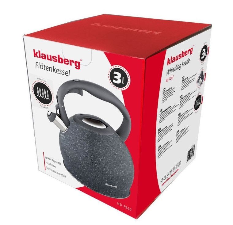 Klausberg, Marble, czajnik z gwizdkiem KB-7267, szary, 3 l