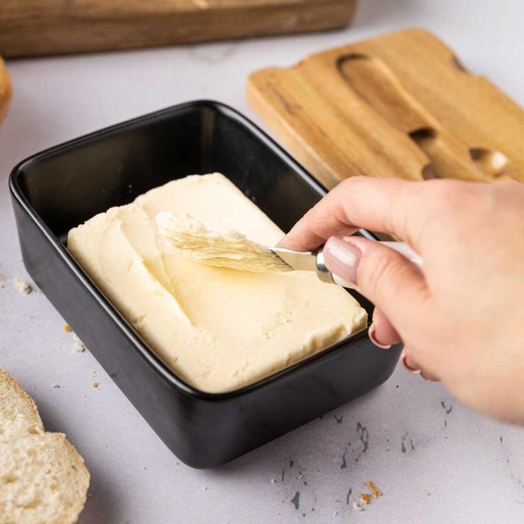 Klausberg, maselniczka porcelanowa z nożykiem, czarna