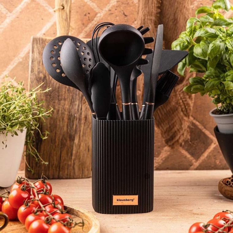 Klausberg, zestaw 12 silikonowych przyborów kuchennych w stojaku, kb-9011