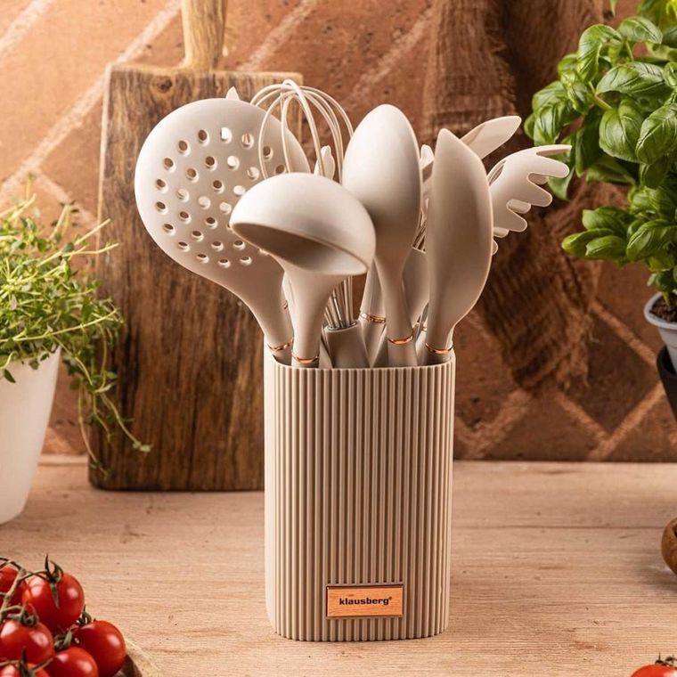 Klausberg, zestaw 12 silikonowych przyborów kuchennych w stojaku, kb-9012