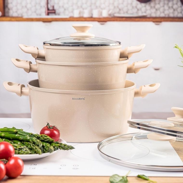 Klausberg, zestaw garnków marmurkowych, 6 elementów, kb-7960