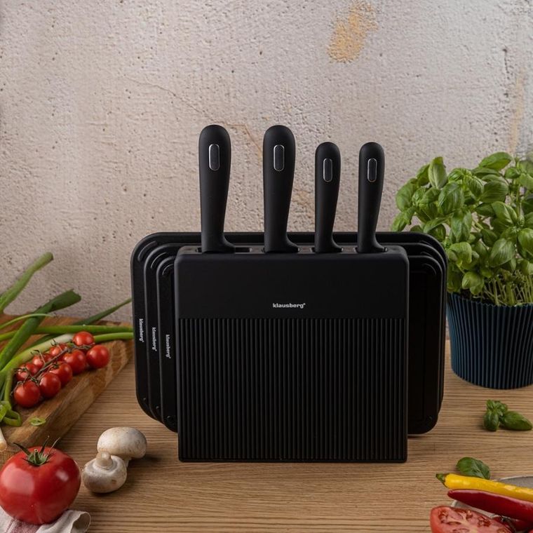 Klausberg, zestaw noży i desek kuchennych w stojaku, kb-7980