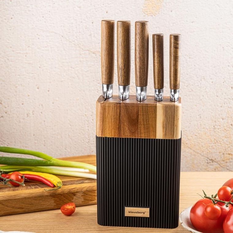 Klausberg, zestaw noży w bloku akacjowym, kb-7981