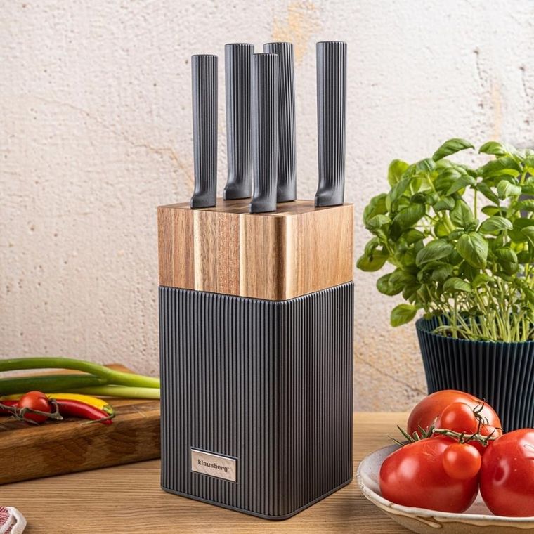 Klausberg, zestaw noży w bloku akacjowym, kb-7982