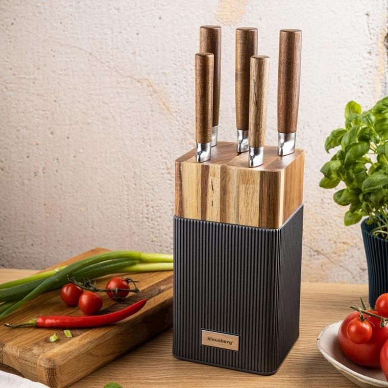 Klausberg, zestaw noży w bloku akacjowym, kb-7983