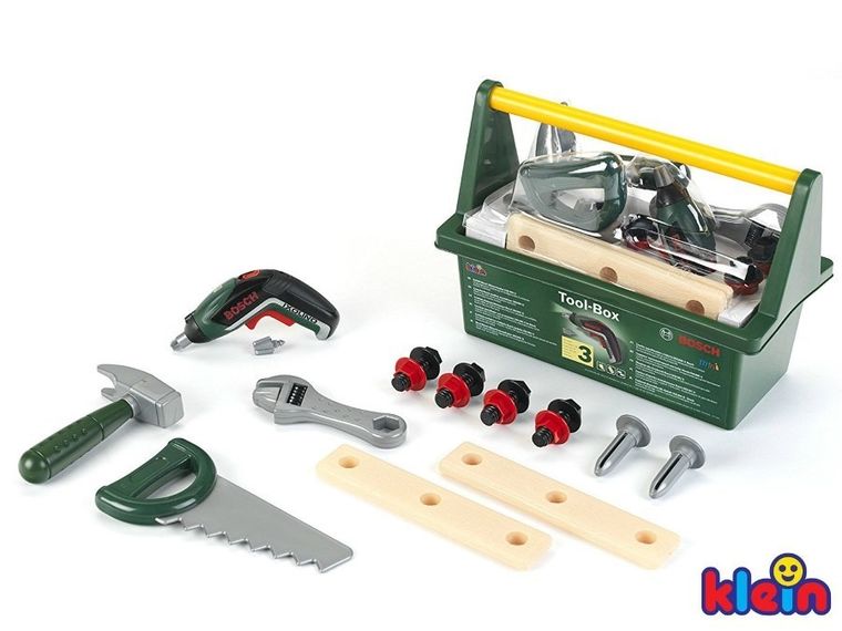 Klein, Bosch, skrzynka z narzędziami z wkrętarką ze światłem dźwiękiem