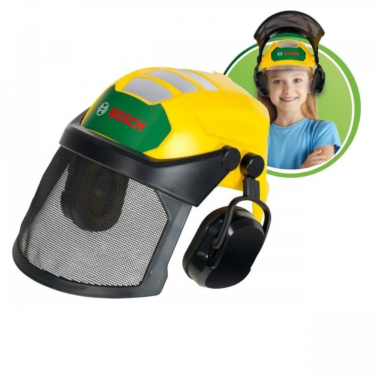 Klein, Bosch, zestaw drwala z piłą łańcuchową, kaskiem i rękawicami