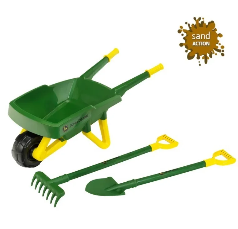 Klein, John Deere, taczka z łopatką i grabkami