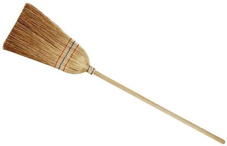 Klein, słomiana miotła z drewnianym trzonkiem